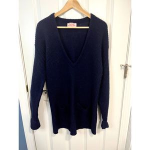 Vintage Fall River Knitting Mills Wool Blend Tunic Length V Neck Sweater Size M